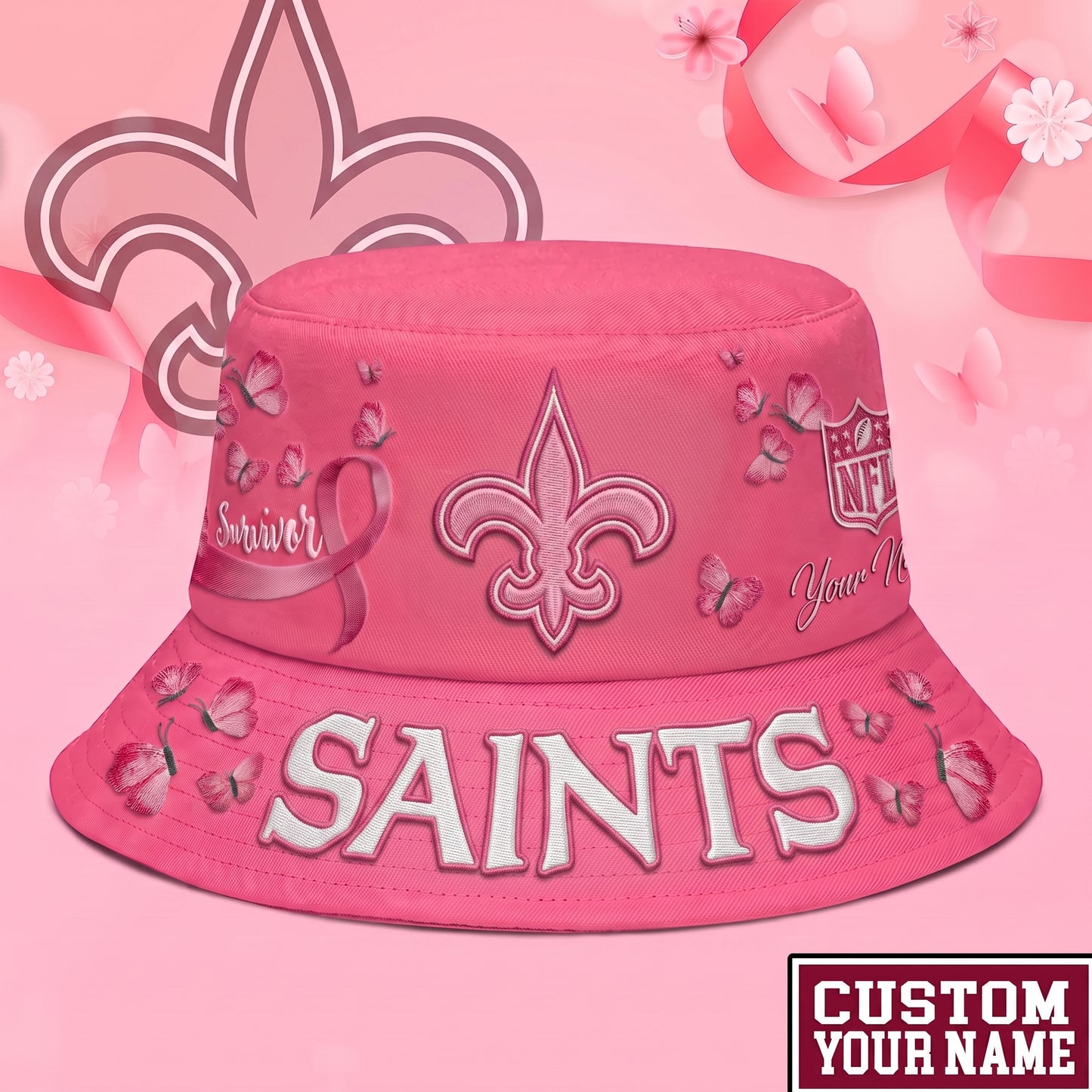 PREMIUM NFL X NOS EXCLUSIVE BREAST CANCER SURVIOR BUCKET HAT