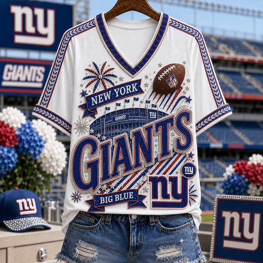 PREMIUM NFL X NYG EXCLUSIVE WOMAN V-NECK SHIRT LIMITED EDITION