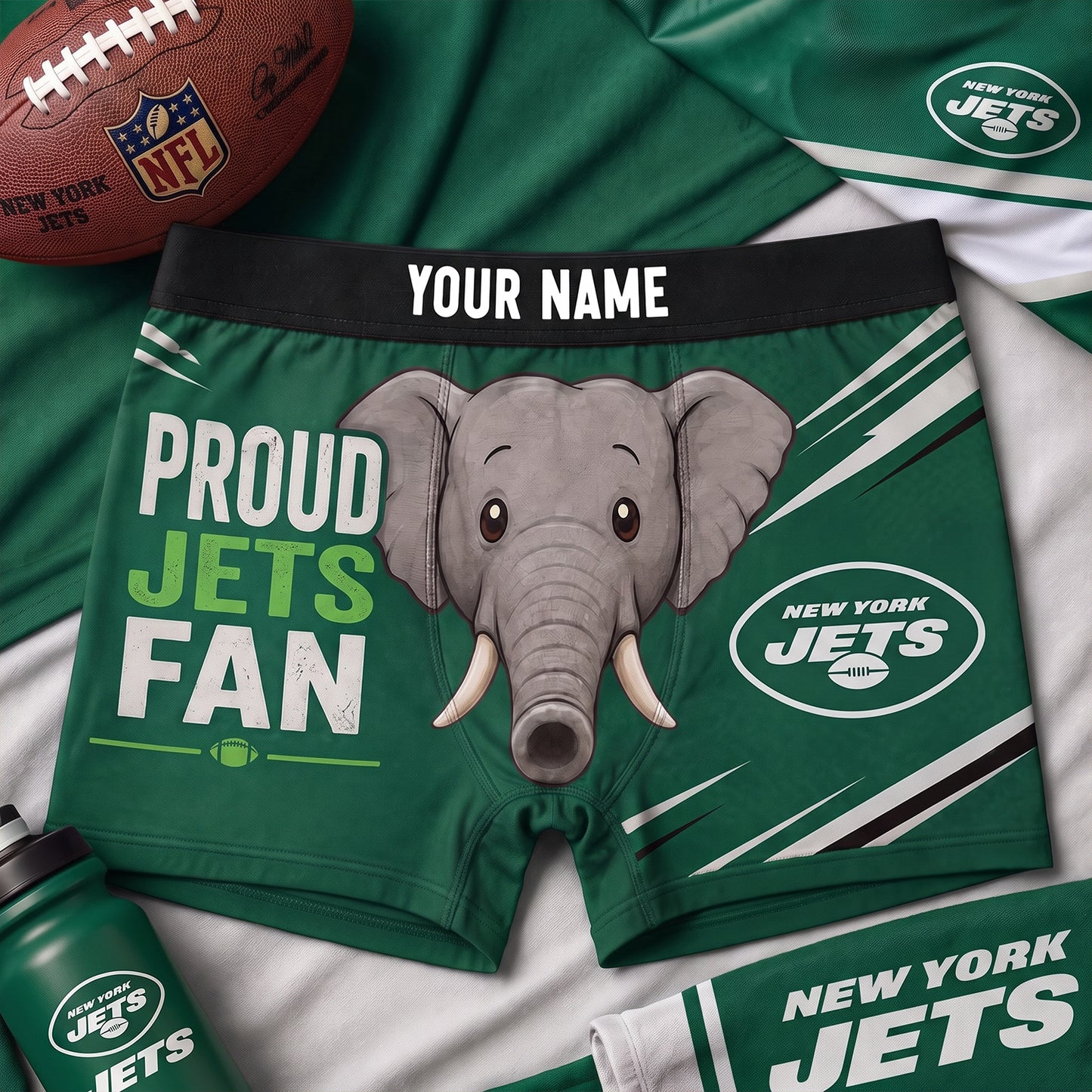 PREMIUM NFL X NYJ Funny Elephant Men Boxers personalized