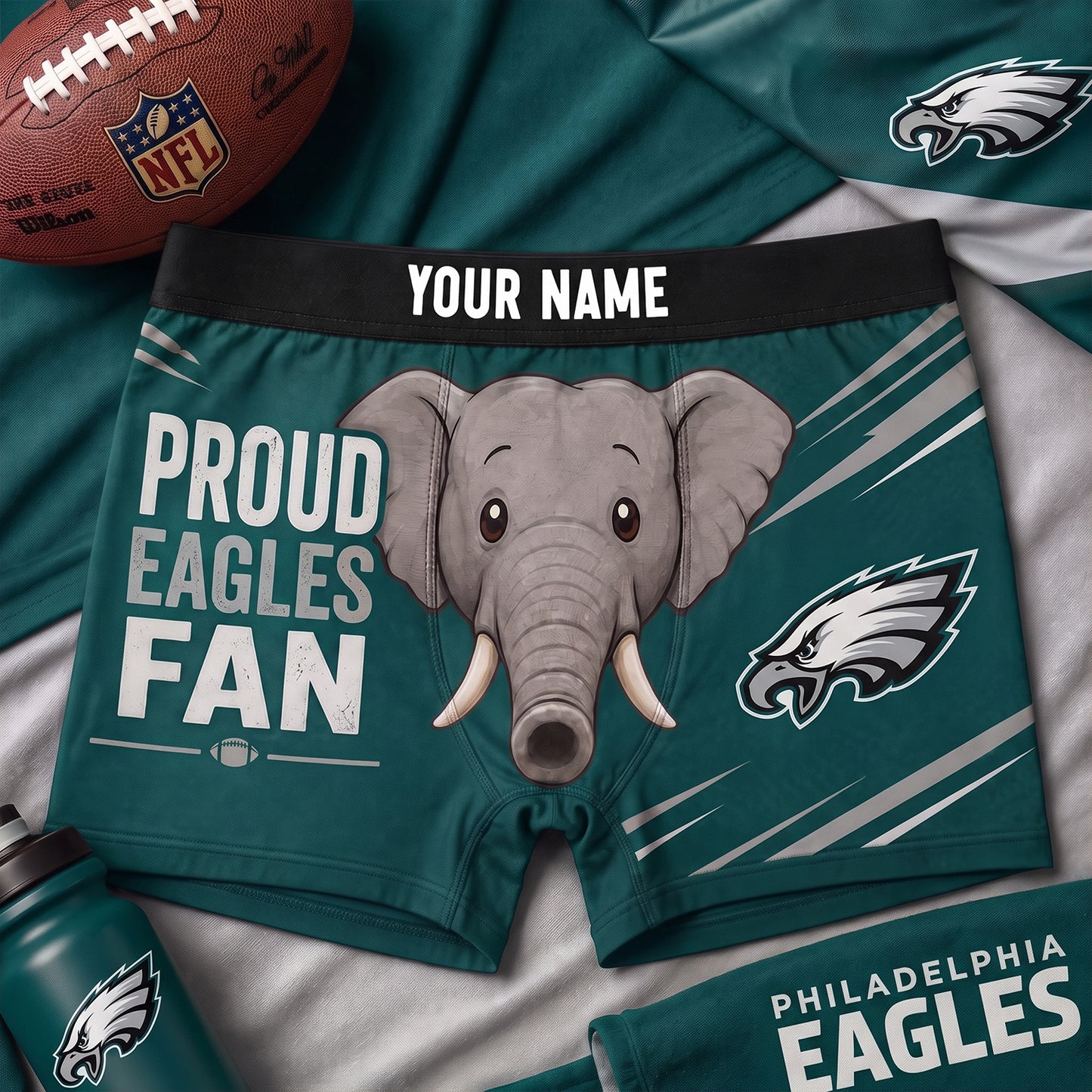 PREMIUM NFL X PHI Funny Elephant Men Boxers personalized
