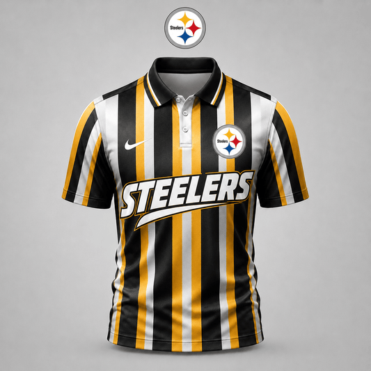 PREMIUM NFL X PIT EXCLUSIVE Polo Shirt For Men Football Fans Loving Vertical Stripes