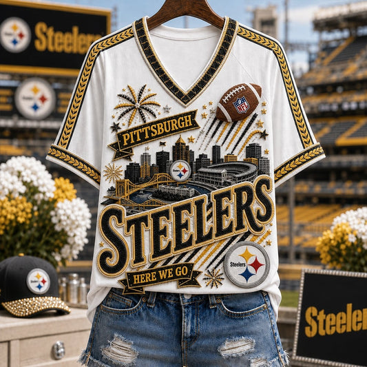 PREMIUM NFL X PIT EXCLUSIVE WOMAN V-NECK SHIRT LIMITED EDITION