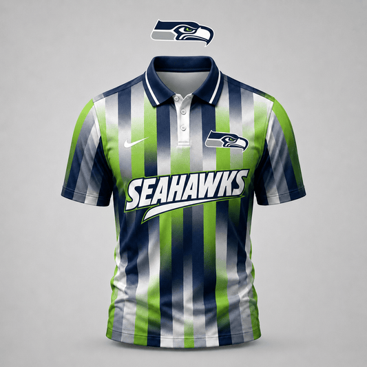 PREMIUM NFL X SEA EXCLUSIVE Polo Shirt For Men Football Fans Loving Vertical Stripes