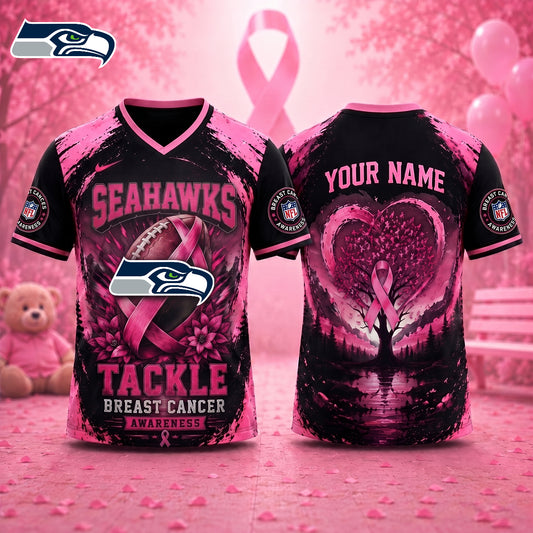 PREMIUM NFL X SEA Exclusive Breast Cancer Awareness Vneck -TSHIRT