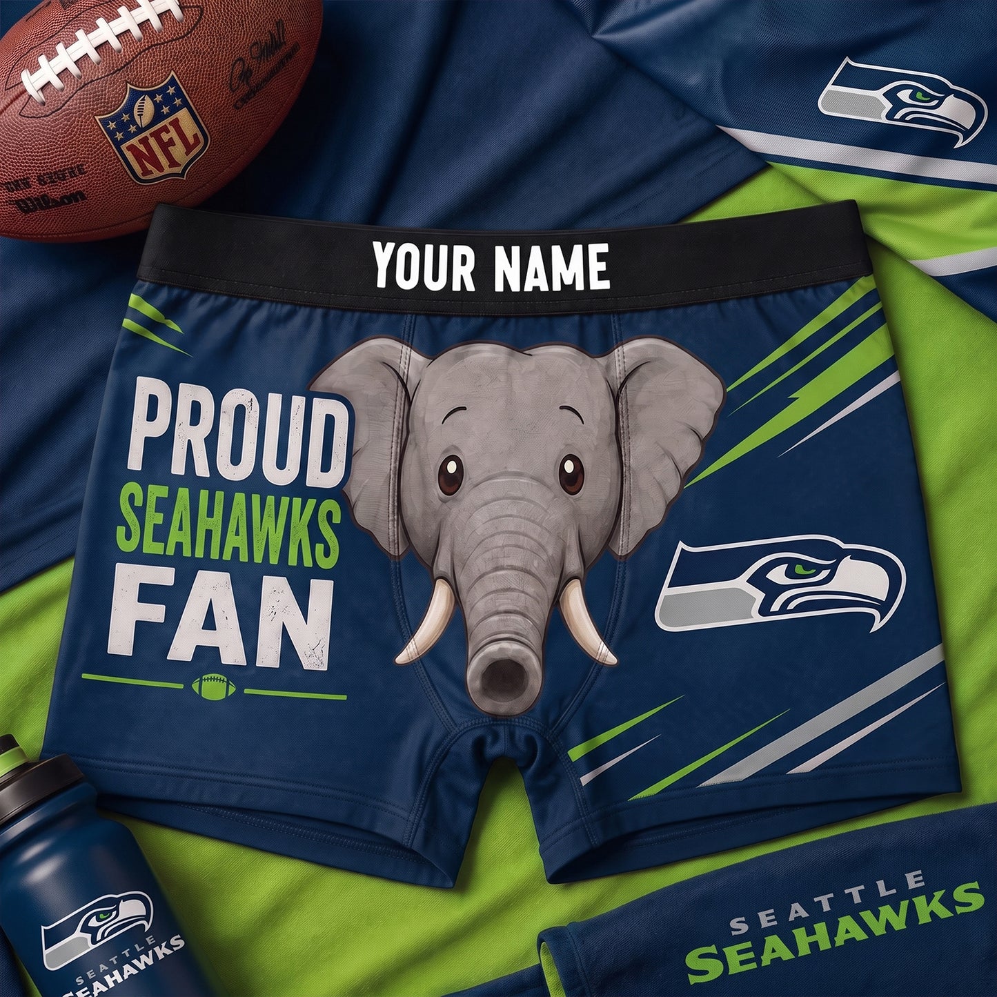 PREMIUM NFL X SEA Funny Elephant Men Boxers personalized