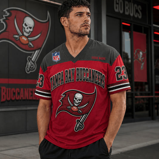 PREMIUM NFL X TB EXCLUSICE V-Neck T-shirt Custom Name