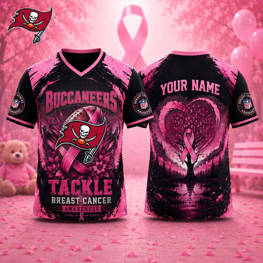 PREMIUM NFL X TB Exclusive Breast Cancer Awareness Vneck -TSHIRT