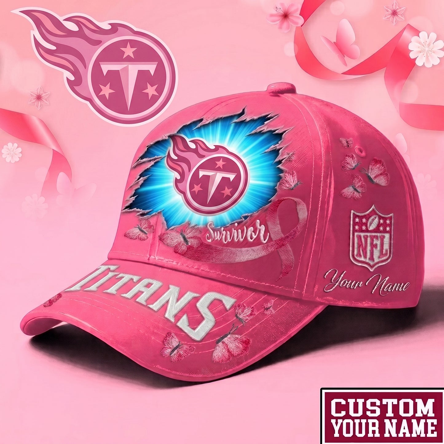 PREMIUM NFL X TEN Exclusive Breast Cancer SURVIOR CAP V3