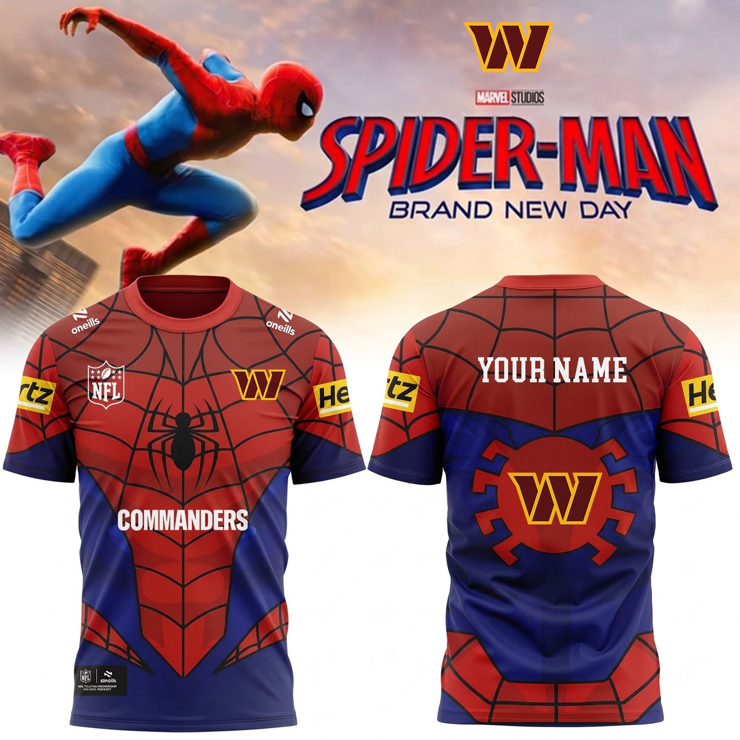 PREMIUM NFL X WAS EXCLUSIVE PERSONALIZED SPIDER-MAN SHIRT