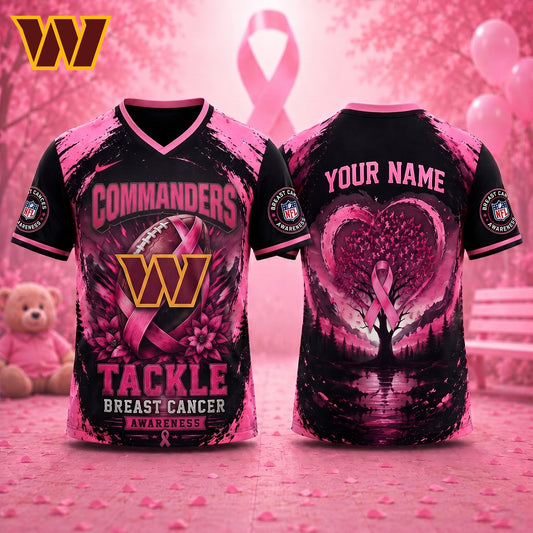 PREMIUM NFL X WAS Exclusive Breast Cancer Awareness Vneck -TSHIRT