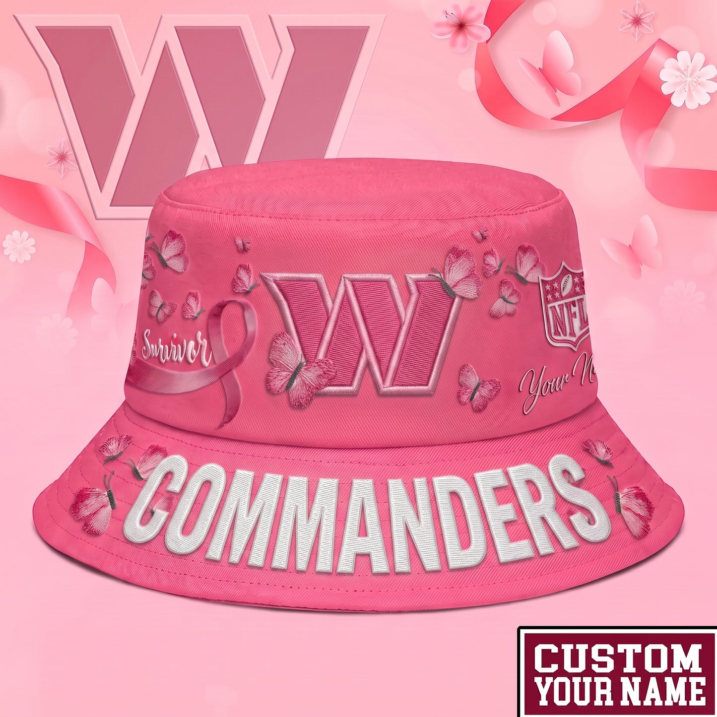 PREMIUM NFL X WC EXCLUSIVE BREAST CANCER SURVIOR BUCKET HAT