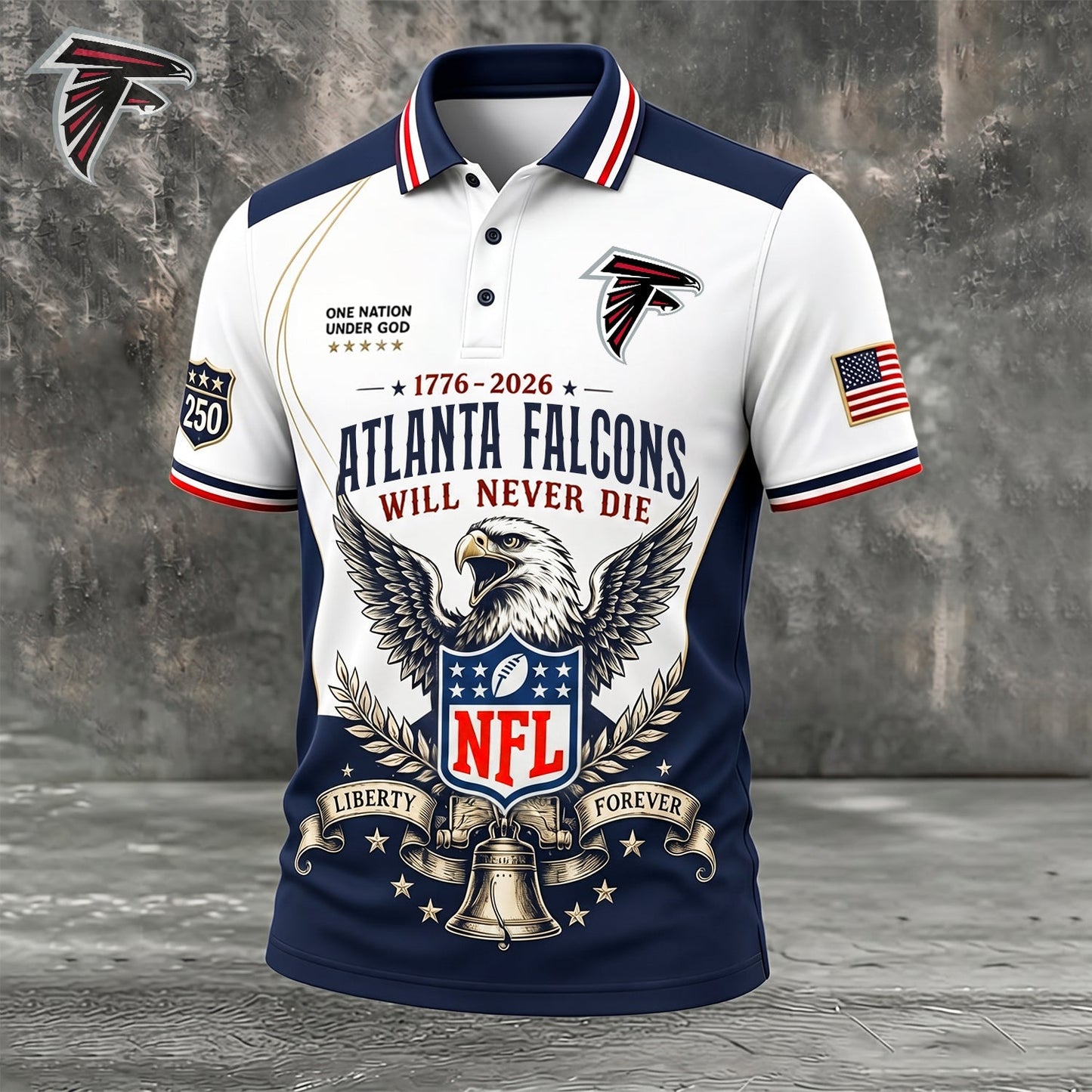 PREMIUM NFL x ATL EXCLUSIVE 250 Years Anniversary Of Freedom POLO SHIRT 290626