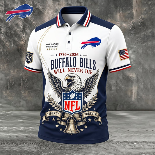 PREMIUM NFL x BUF EXCLUSIVE 250 Years Anniversary Of Freedom POLO SHIRT 290626