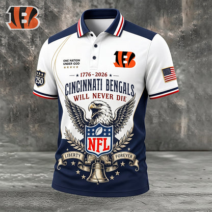 PREMIUM NFL x CIN EXCLUSIVE 250 Years Anniversary Of Freedom POLO SHIRT 290626