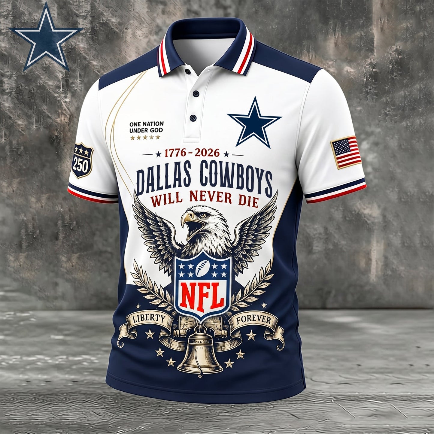 PREMIUM NFL x DAL EXCLUSIVE 250 Years Anniversary Of Freedom POLO SHIRT 290626