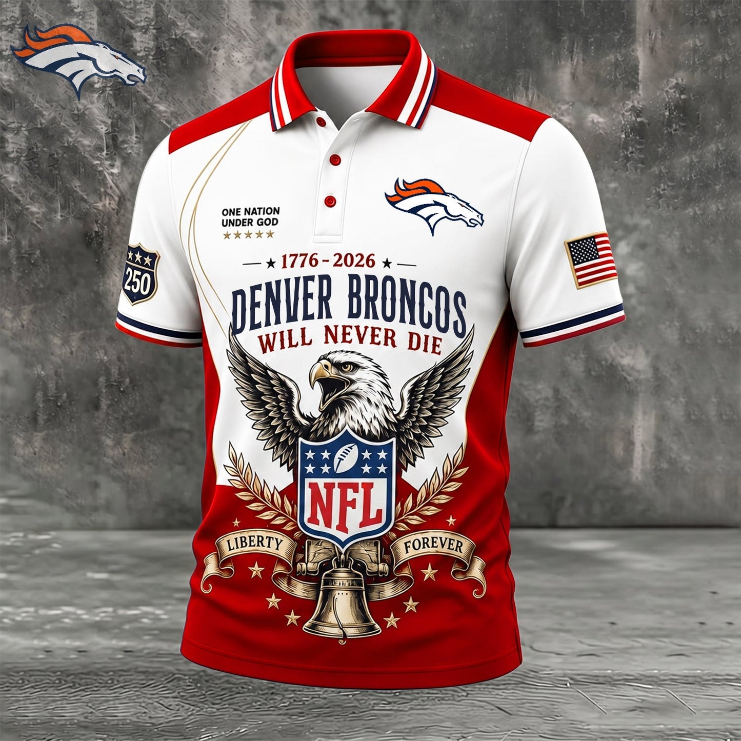 PREMIUM NFL x DEN EXCLUSIVE 250 Years Anniversary Of Freedom POLO SHIRT 290626