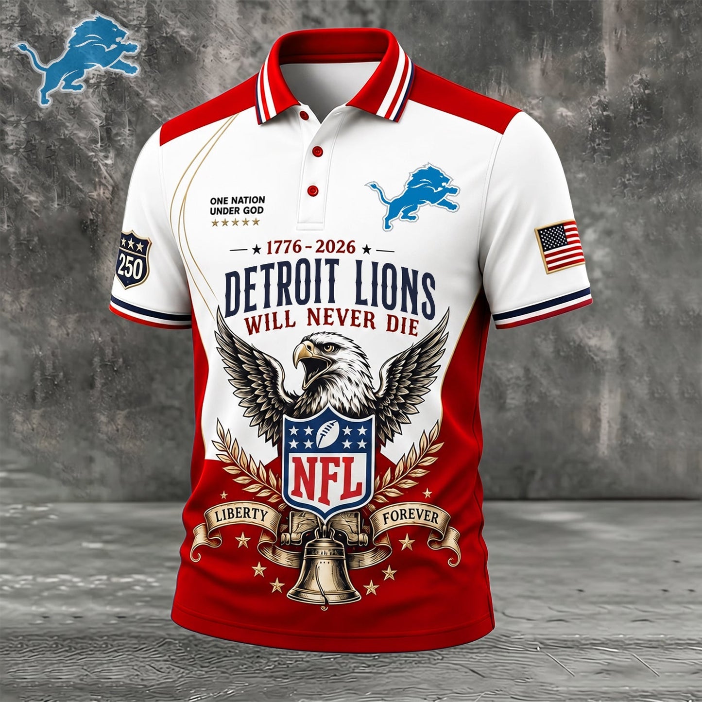 PREMIUM NFL x DET EXCLUSIVE 250 Years Anniversary Of Freedom POLO SHIRT 290626