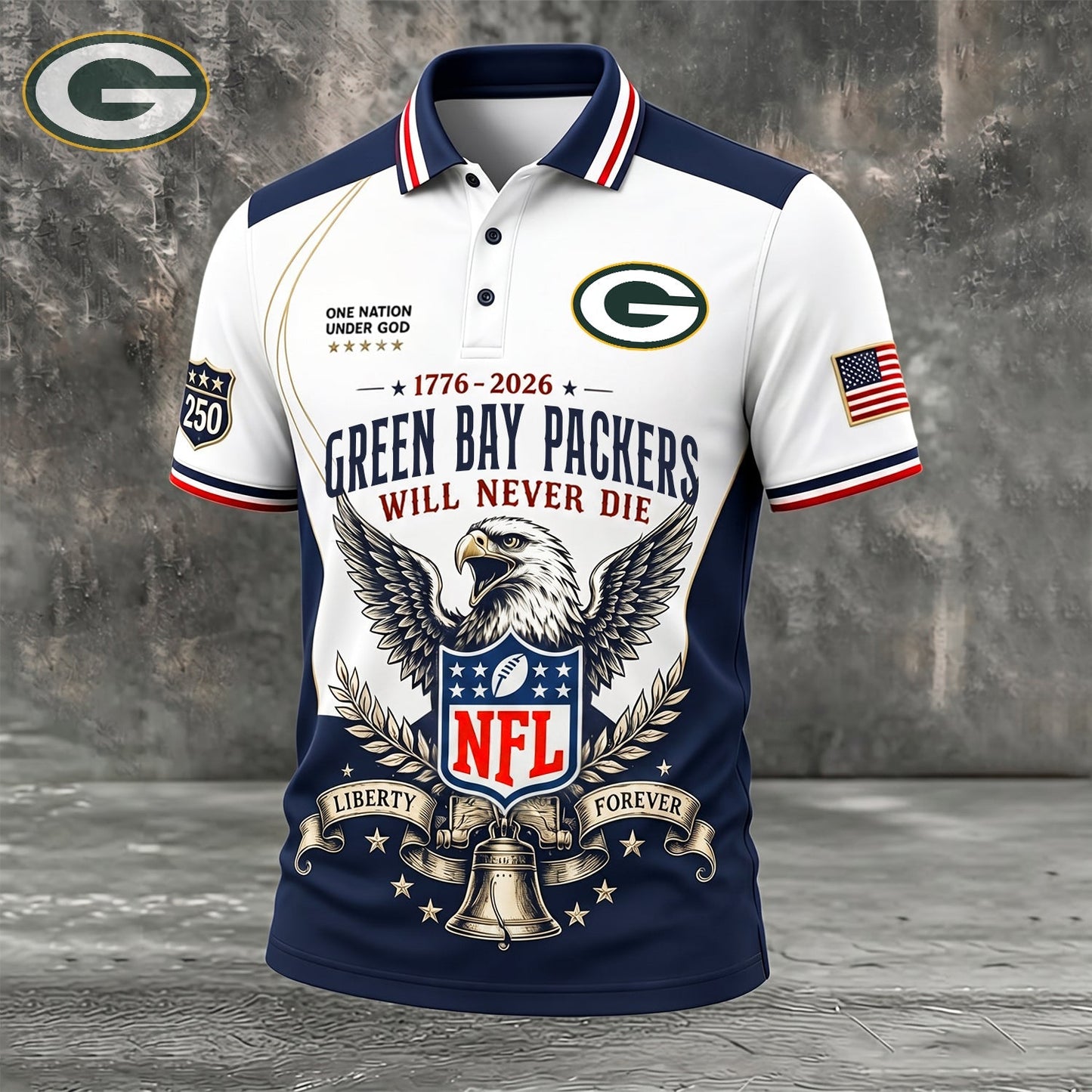 PREMIUM NFL x GB EXCLUSIVE 250 Years Anniversary Of Freedom POLO SHIRT 290626