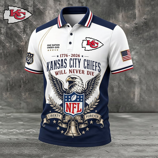 PREMIUM NFL x KC EXCLUSIVE 250 Years Anniversary Of Freedom POLO SHIRT 290626