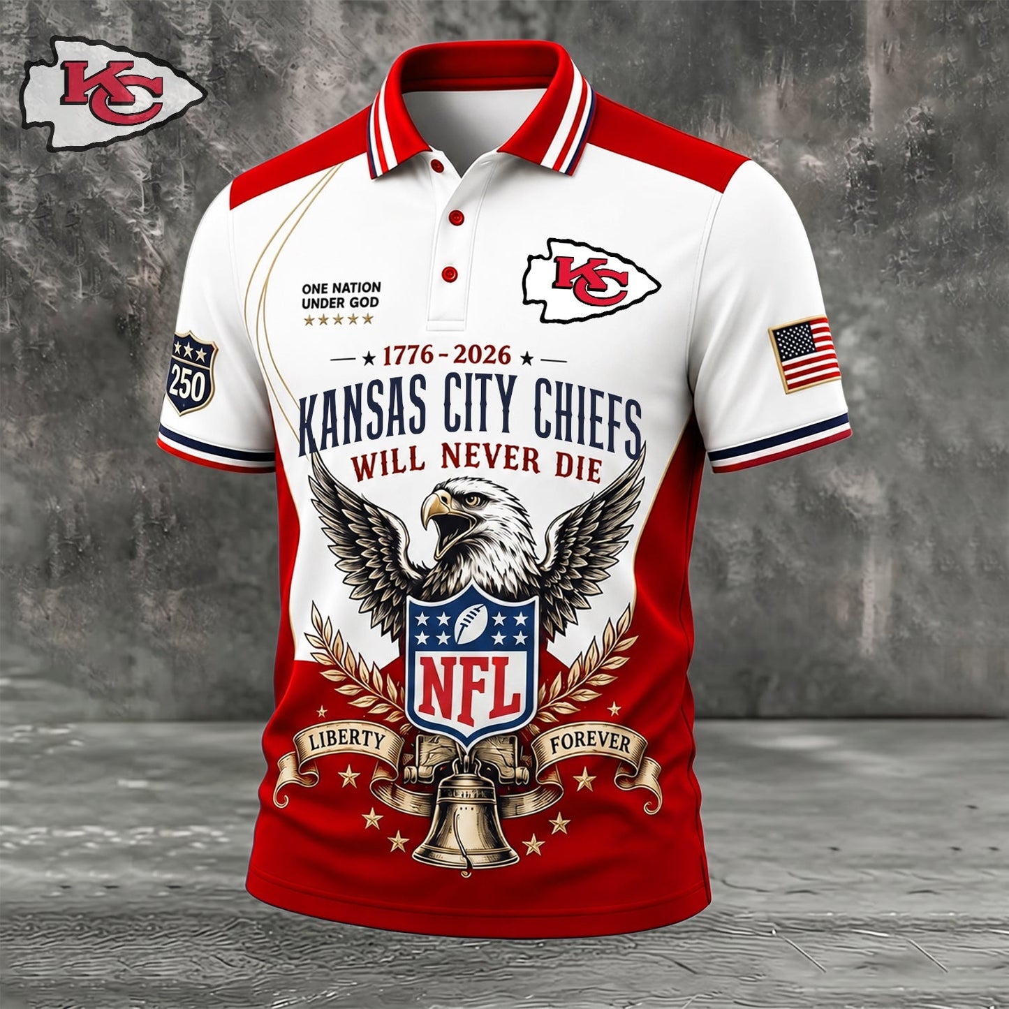 PREMIUM NFL x KC EXCLUSIVE 250 Years Anniversary Of Freedom POLO SHIRT 290626