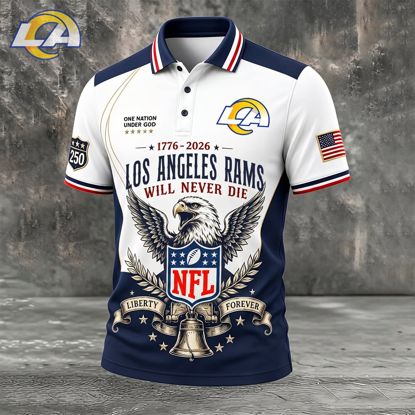 PREMIUM NFL x LAR EXCLUSIVE 250 Years Anniversary Of Freedom POLO SHIRT 290626