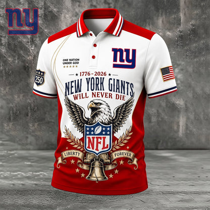 PREMIUM NFL x NYG EXCLUSIVE 250 Years Anniversary Of Freedom POLO SHIRT 290626