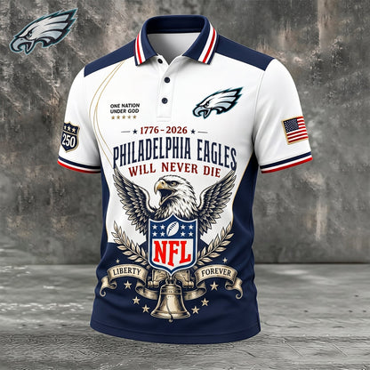 PREMIUM NFL x PHI EXCLUSIVE 250 Years Anniversary Of Freedom POLO SHIRT 290626