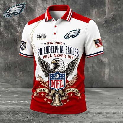 PREMIUM NFL x PHI EXCLUSIVE 250 Years Anniversary Of Freedom POLO SHIRT 290626