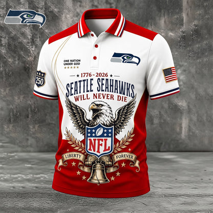 PREMIUM NFL x SEA EXCLUSIVE 250 Years Anniversary Of Freedom POLO SHIRT 290626