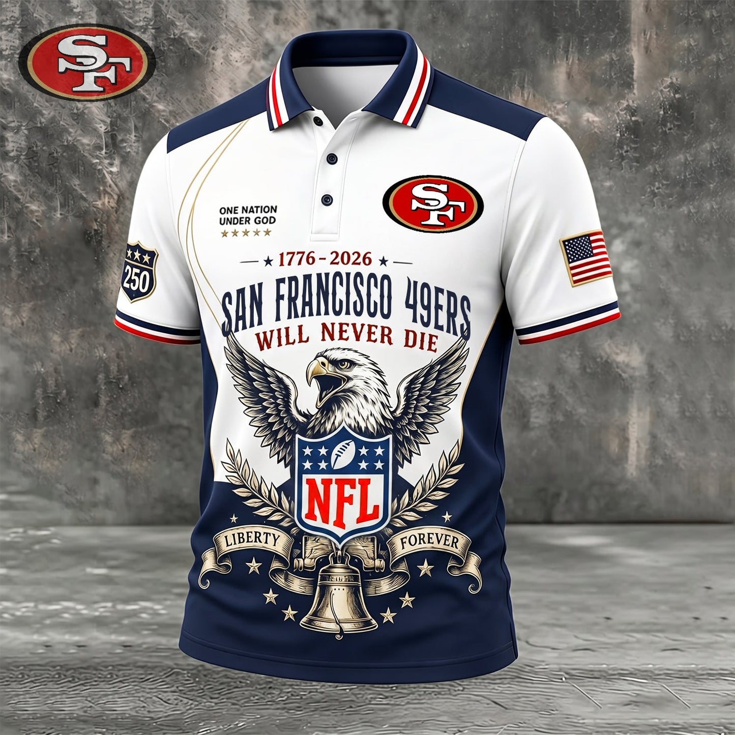 PREMIUM NFL x SF EXCLUSIVE 250 Years Anniversary Of Freedom POLO SHIRT 290626