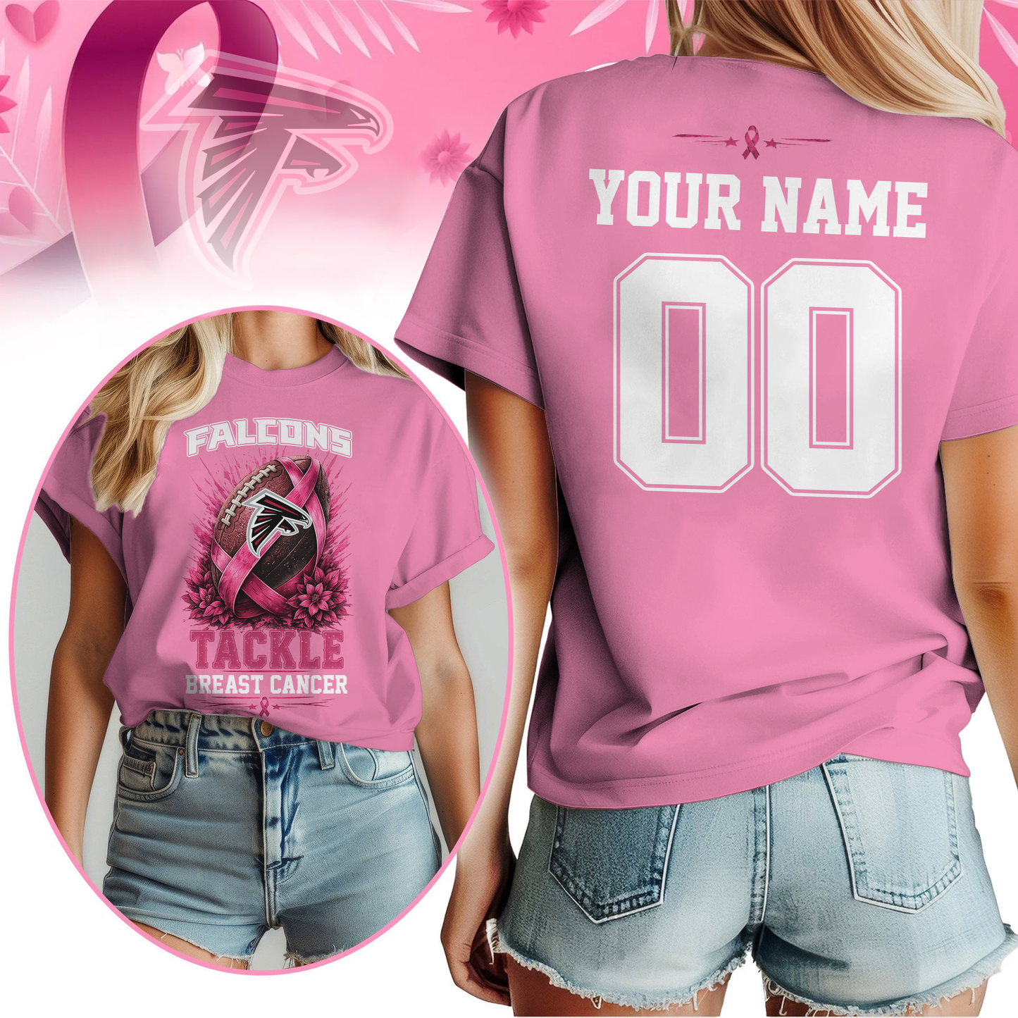Personalized AF x NFL Premium Tackle Breast Cancer Shirt