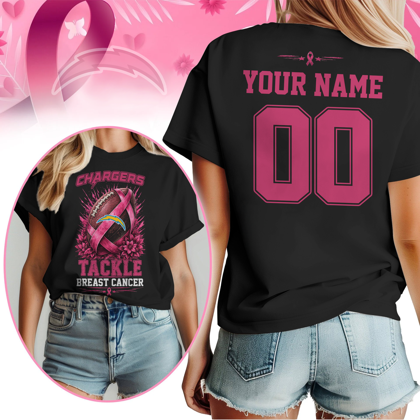 Personalized LAC x NFL Premium Tackle Breast Cancer Shirt