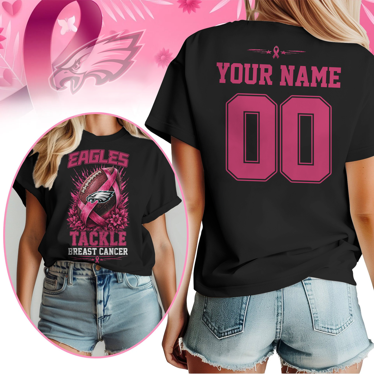 Personalized PE x NFL Premium Tackle Breast Cancer Shirt