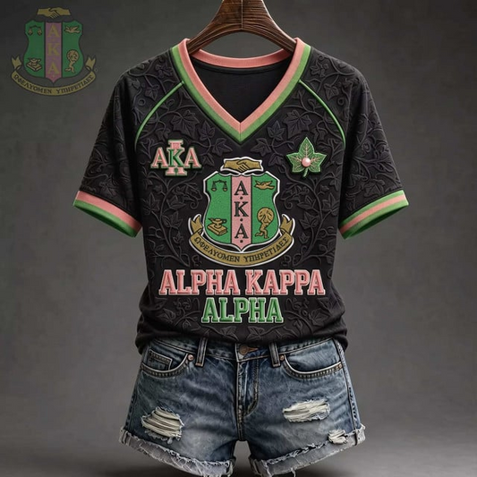 Premium AKA Embroidered V-Neck Jersey Shirt