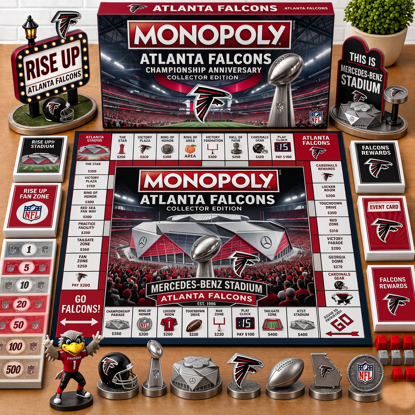 Premium NFL ATL Championship Anniversary  Monopoly Collector’s Edition Board Game V3