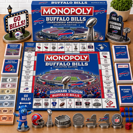 Premium NFL BUF Championship Anniversary  Monopoly Collector’s Edition Board Game V3