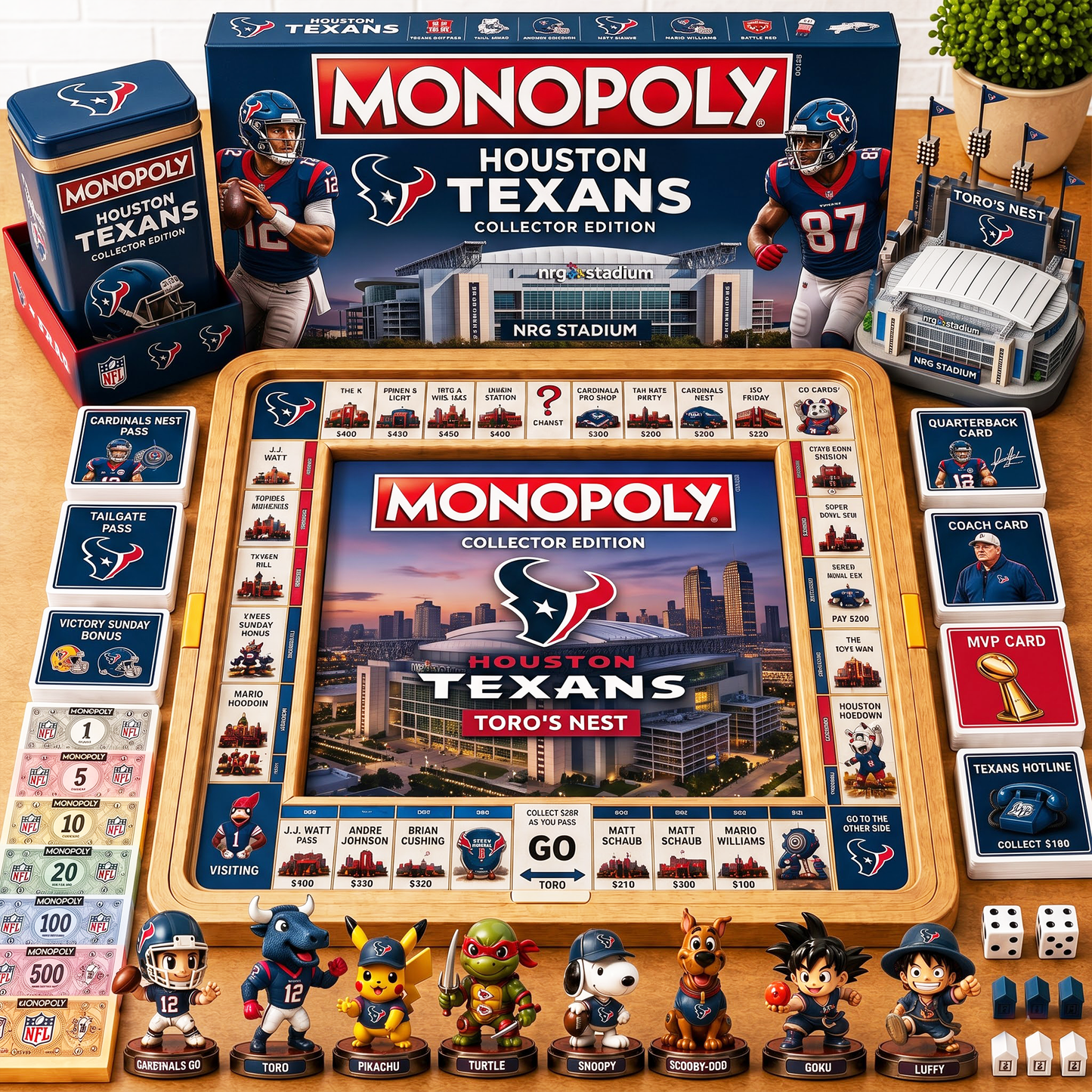 Premium NFL HOU Nest Monopoly Collector’s Edition Board Game V4