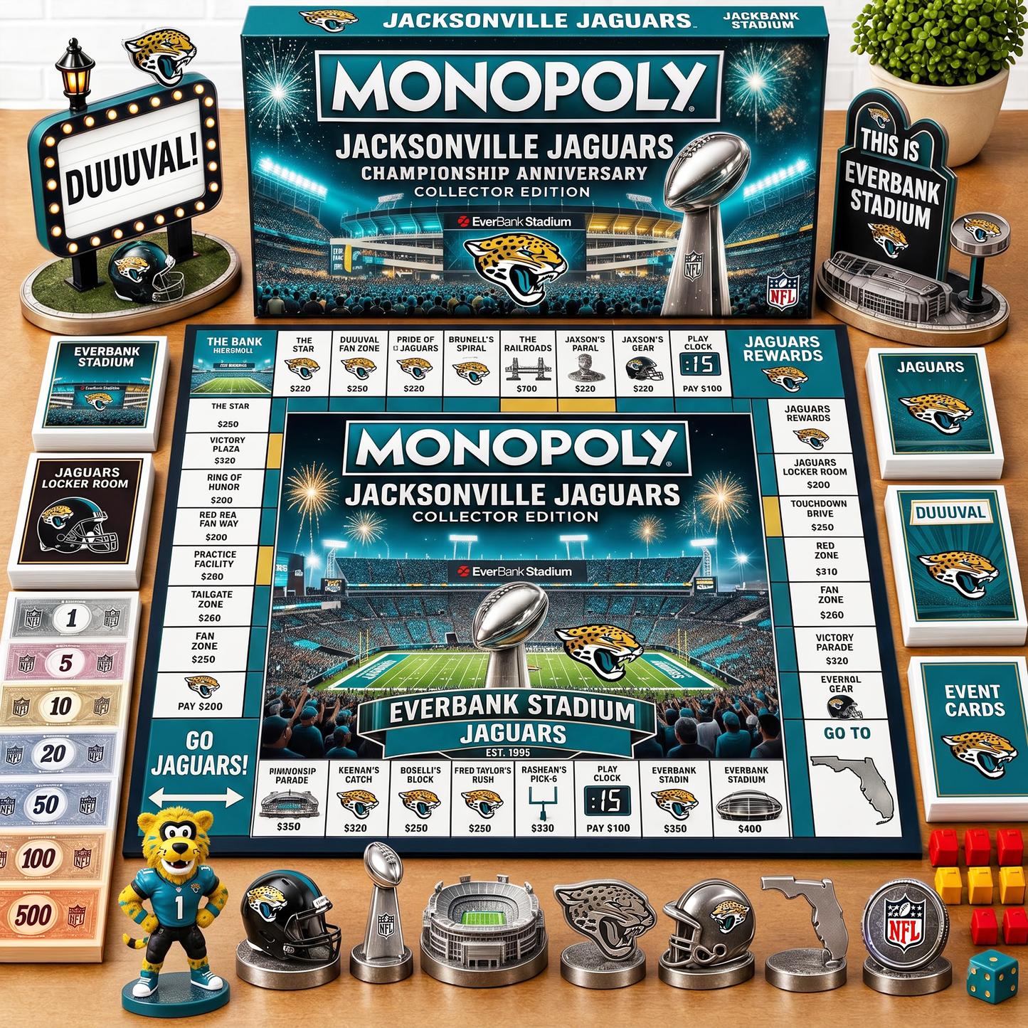Premium NFL JAC Championship Anniversary  Monopoly Collector’s Edition Board Game V3
