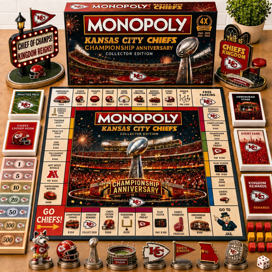Premium NFL KC Championship Anniversary  Monopoly Collector’s Edition Board Game V3