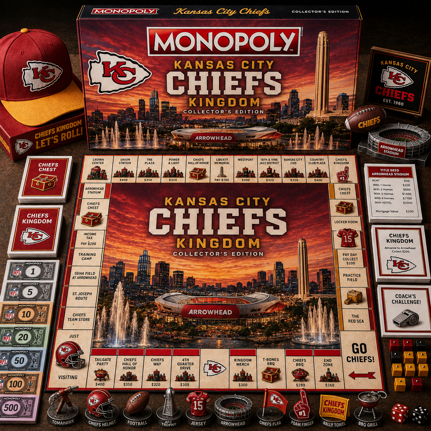 Premium NFL KC Legacy Monopoly Collector’s Edition Board Game V2