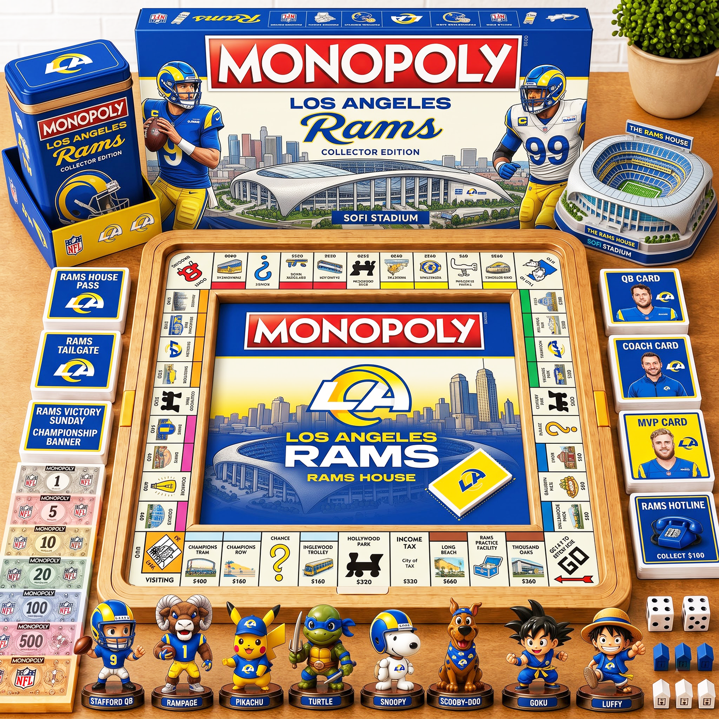 Premium NFL LAR  Nest Monopoly Collector’s Edition Board Game V4