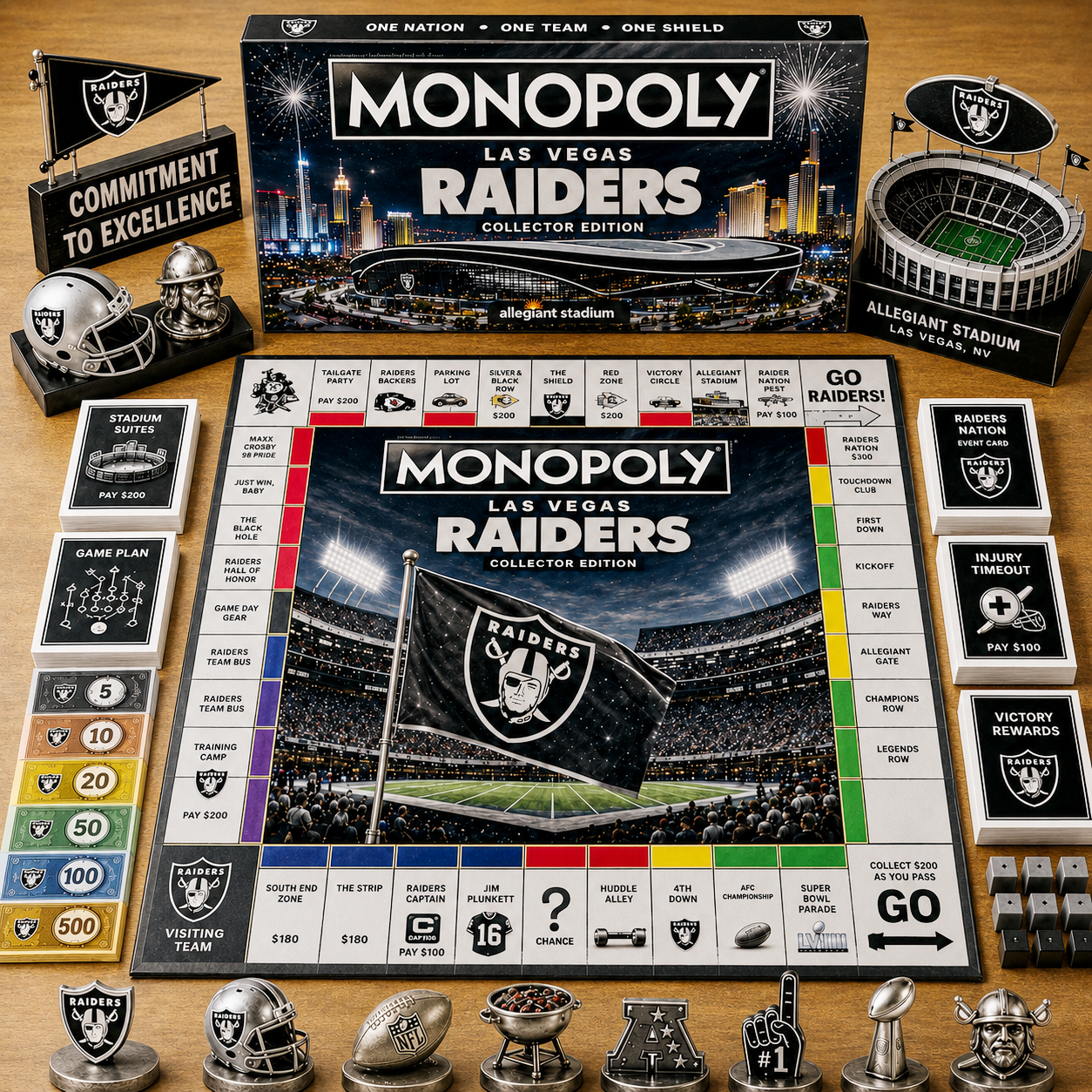 Premium NFL LVR Game Night Monopoly Collector’s Edition Board Game V5