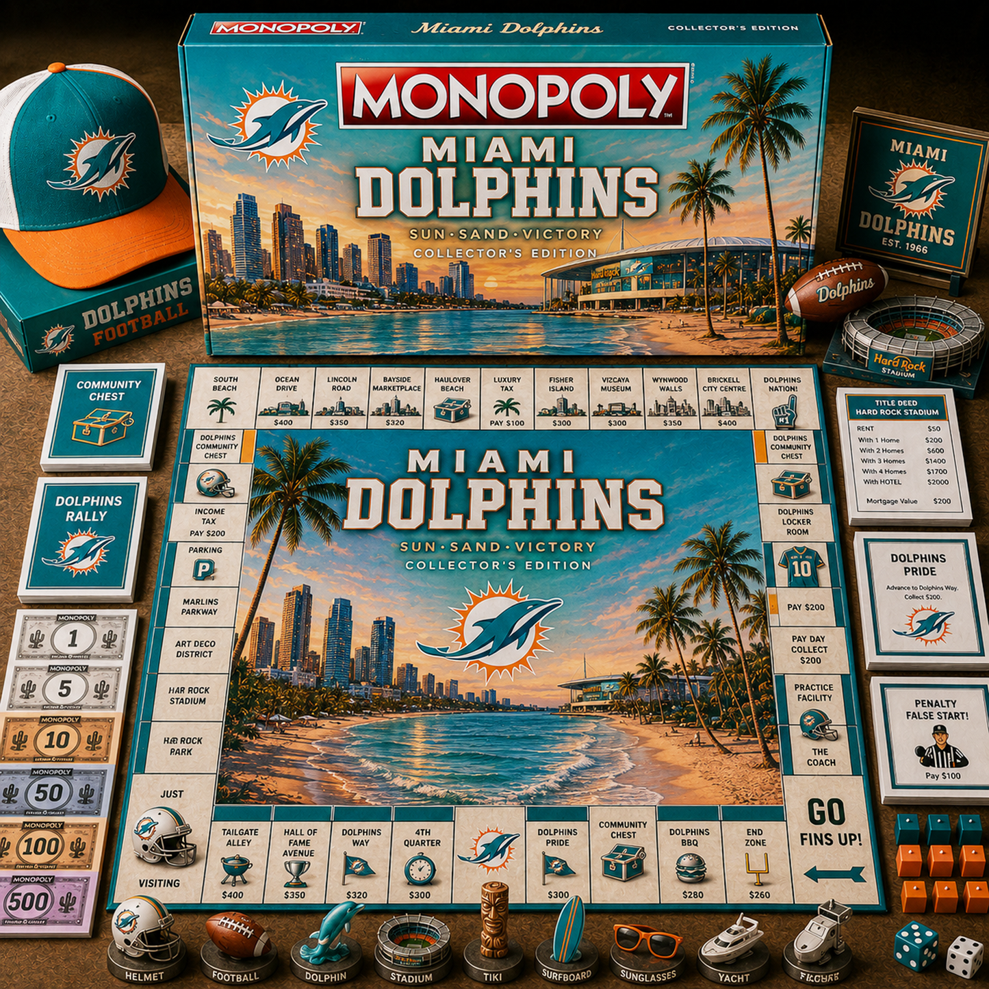 Premium NFL MIA Legacy Monopoly Collector’s Edition Board Game V2