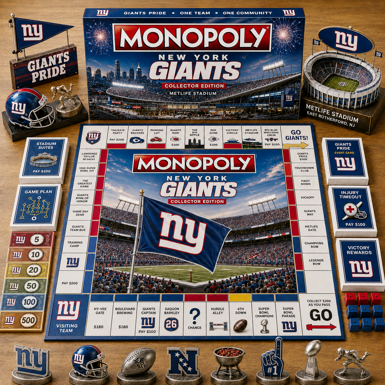 Premium NFL NYG Game Night Monopoly Collector’s Edition Board Game V5