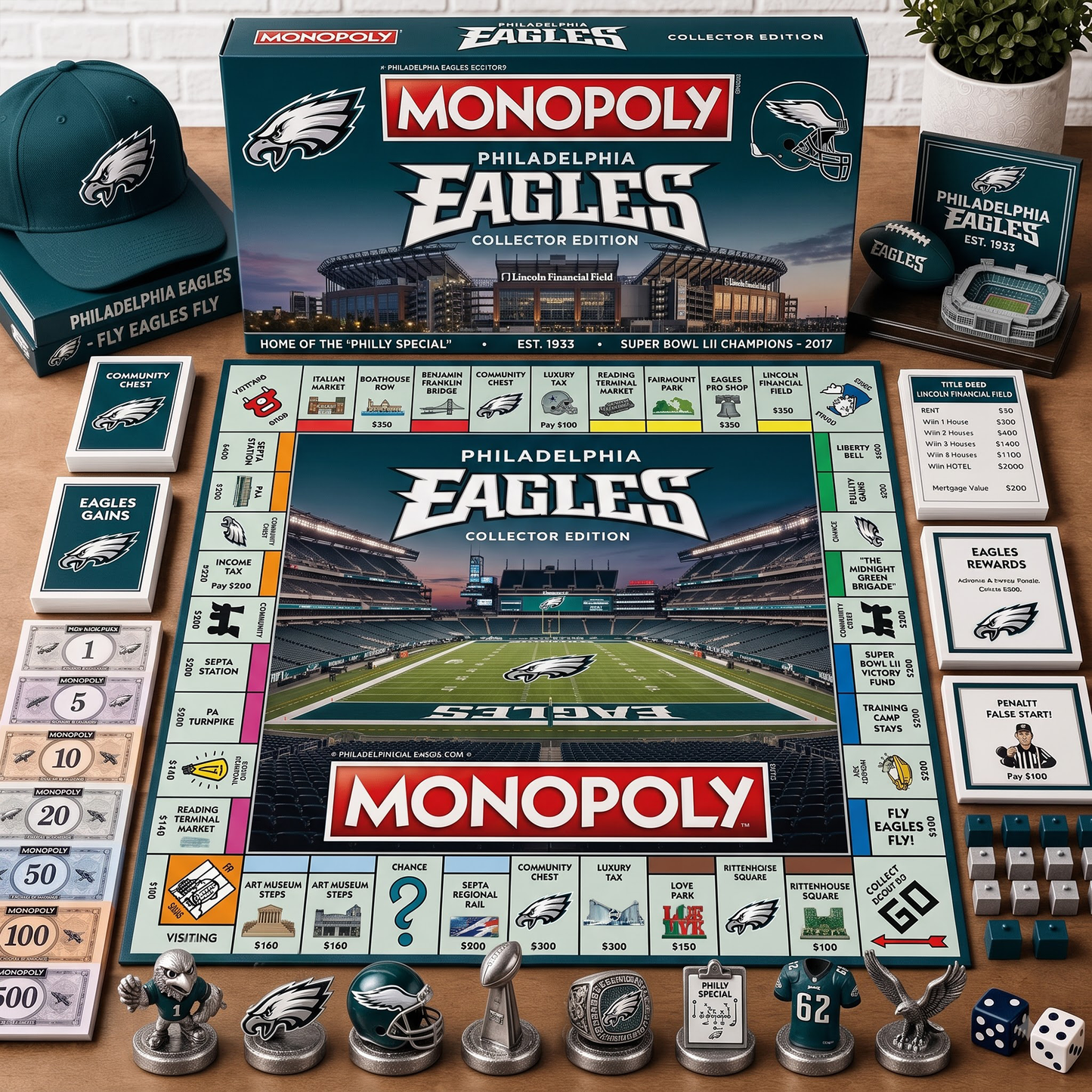 Premium NFL PHI Monopoly Collector Edition Board Game
