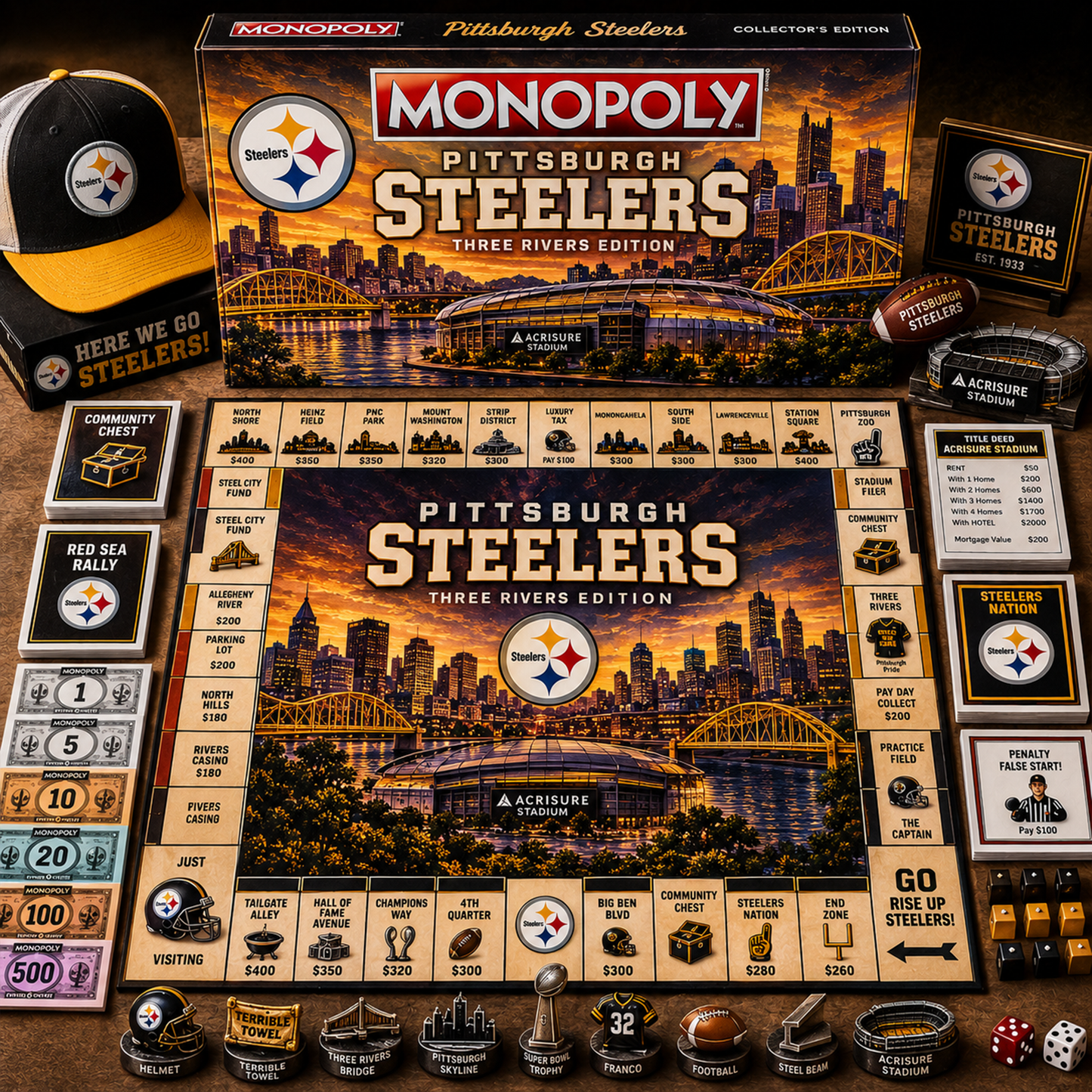 Premium NFL PIT Legacy Monopoly Collector’s Edition Board Game V2