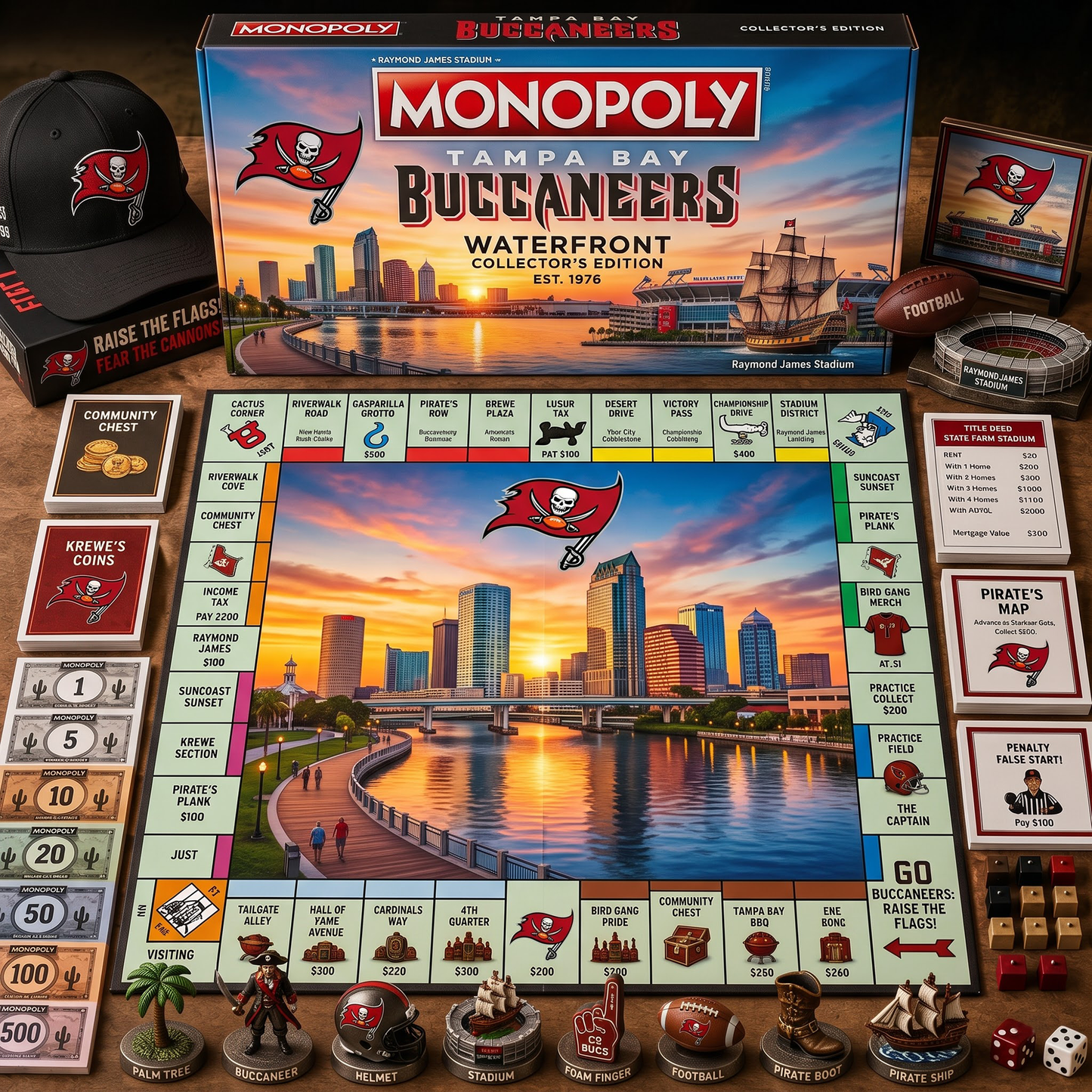 Premium NFL TB Legacy Monopoly Collector’s Edition Board Game V2