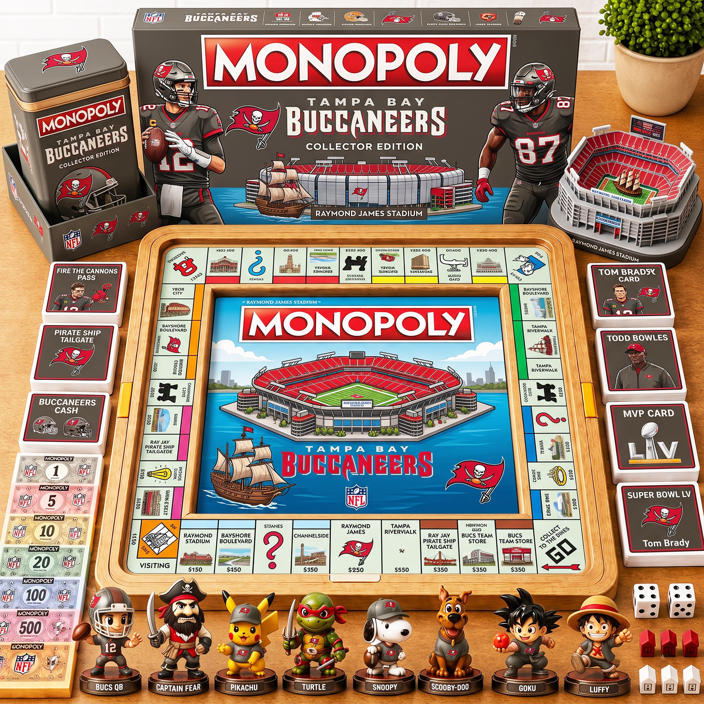 Premium NFL TB Nest Monopoly Collector’s Edition Board Game V4