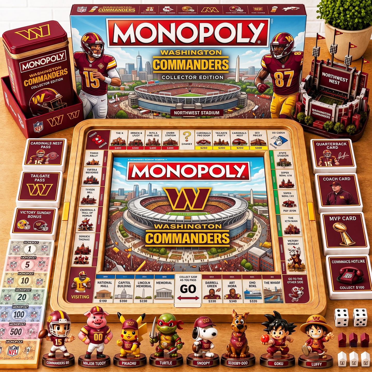 Premium NFL WAS  Nest Monopoly Collector’s Edition Board Game V4