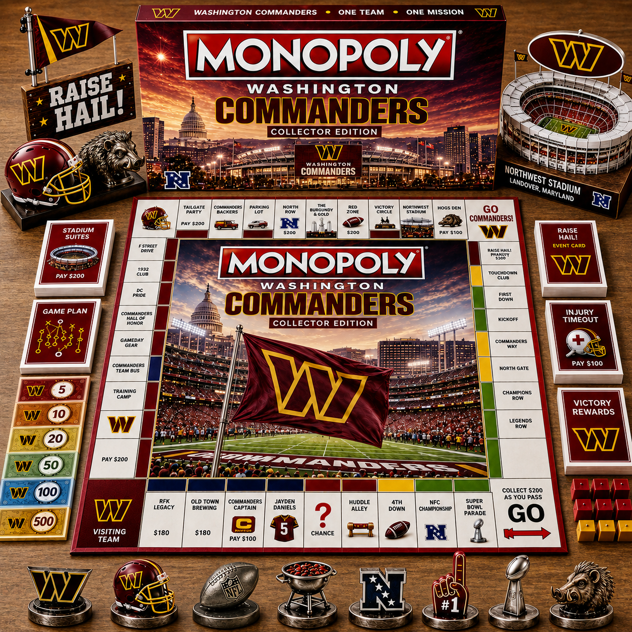 Premium NFL WC Game Night Monopoly Collector’s Edition Board Game V5